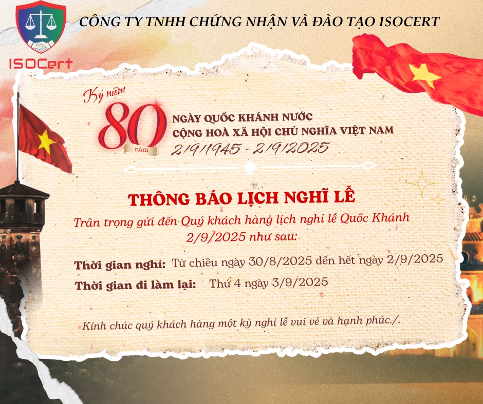 THÔNG BÁO NGHỈ LỄ QUỐC KHÁNH 2/9/2025